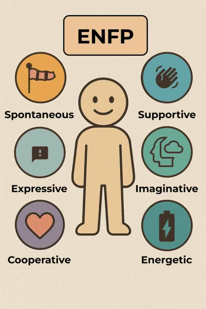 ENFP personality type - MBTI - characteristics in symbols created by Tanya Laumen for YET MBTI