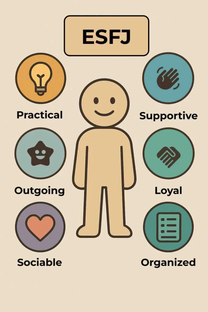ESFJ personality type - MBTI - characteristics in symbols created by Tanya Laumen for YET MBTI