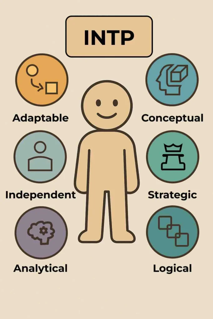 INTP personality type - MBTI - characteristics in symbols created by Tanya Laumen for YET MBTI